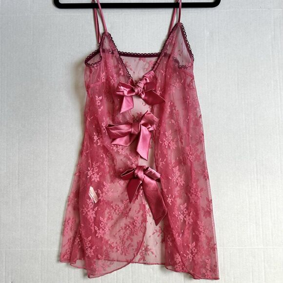 Fleur Du Mal Untie Me Floral Lace Nightie Slip Lingerie Cami w/Satin Ribbon Bows - Picture 9 of 11